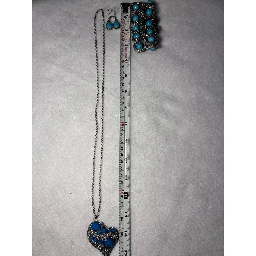3 pc Southwestern  Bohemian Jewelry Set Women OS Turquoise Blue Good Heart